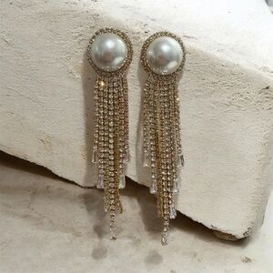 Elegant Gold and Silver Pearl Drop Earrings